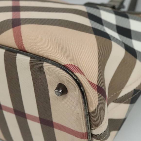 BURBERRY Nova Check Tote Bag PVC Beige Auth ki5332 - Picture 9 of 16